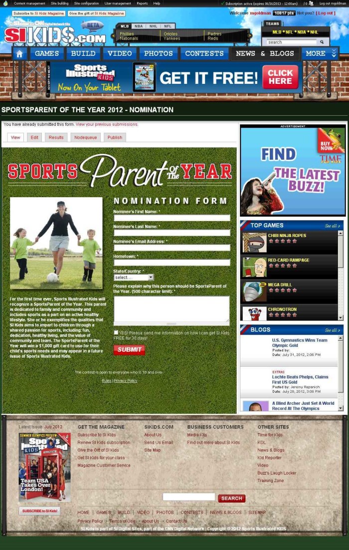 SportsParent of the Year Contest