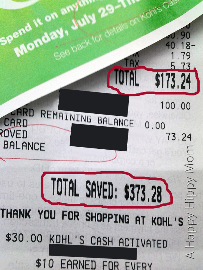 Kohls Receipt