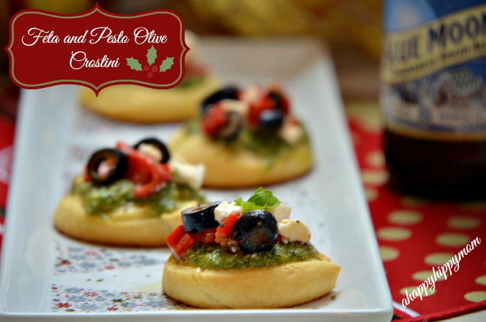 Feta-and-Pesto-Olive-Crostini #HolidayAdvantEdge #CollectiveBias