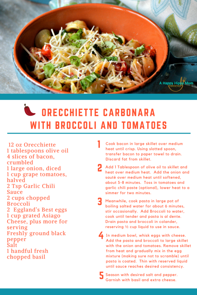Orecchiette Carbonara with Broccoli and Tomatoes
