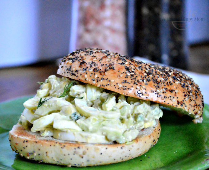 Avocado egg salad bagel